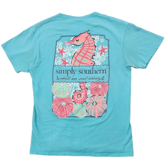 T-shirt Simply Southern Taille M Bleu Vert (teal) - Occasion Très Bon état, Pour Femme